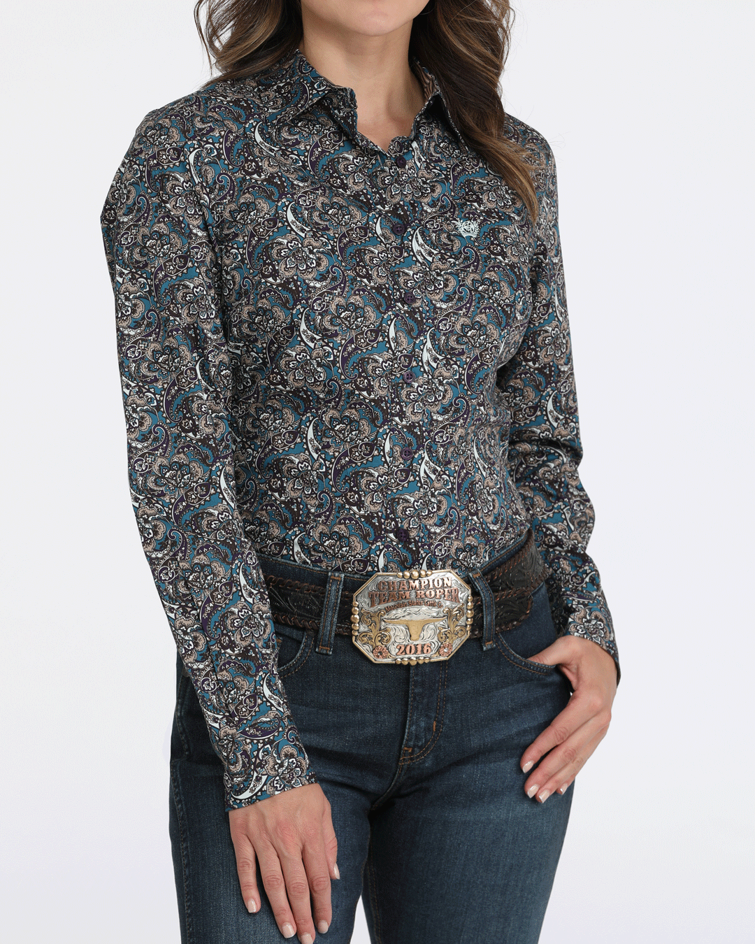 Women Arena Fit Button-Down Western Shirt
